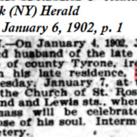 James Devlin Death Notice, 1902