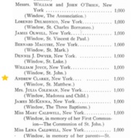 Andrew Clarke a Subscriber for Stained Glass Windows at St. Patrick's Cathedral (1)